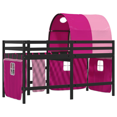 Lasten parvisänky tunnelilla pinkki 80x200 cm täysi mänty