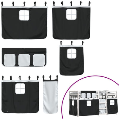 Mustavalkoinen parvisänky verhoilla Biza 80x200cm (mänty)