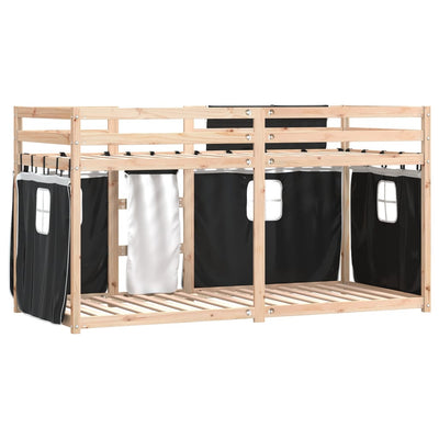 Parvisänky verhoilla mustavalkoinen 75x190 cm täysi mänty