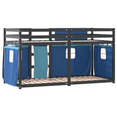 Parvisänky verhoilla sininen 80x200 cm täysi mänty