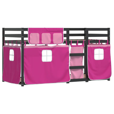 Parvisänky verhoilla pinkki 80x200 cm täysi mänty