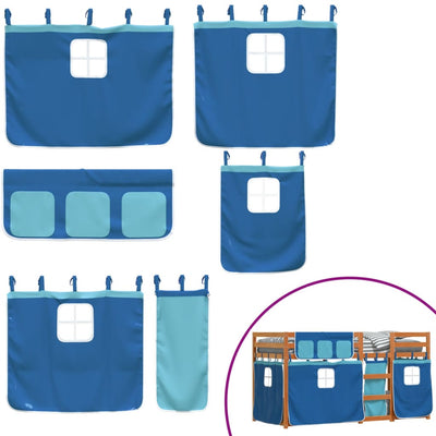 Sininen parvisänky verhoilla Biza 80x200cm (mänty)