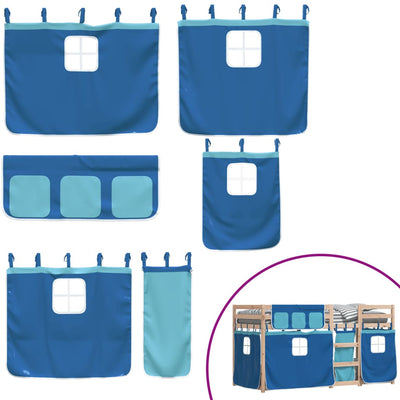 Sininen parvisänky verhoilla Aristedie 90x200cm (mänty)