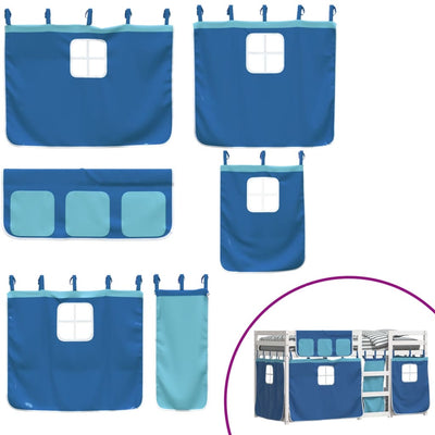 Sininen parvisänky verhoilla Aristedie 90x200cm (mänty)