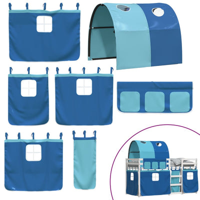 Sininen parvisänky verhoilla Brandusa 80x200cm (mänty)