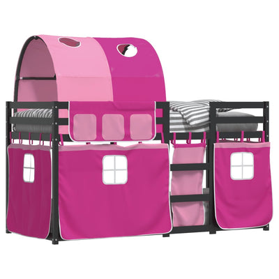 Parvisänky verhoilla pinkki 80x200 cm täysi mänty