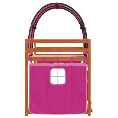 Pinkki parvisänky verhoilla Brandusa 80x200cm (mänty)