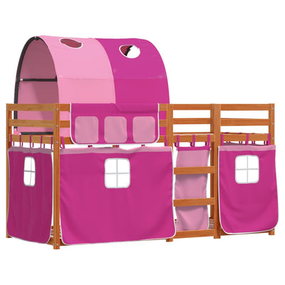 Parvisänky verhoilla pinkki 75x190 cm täysi mänty