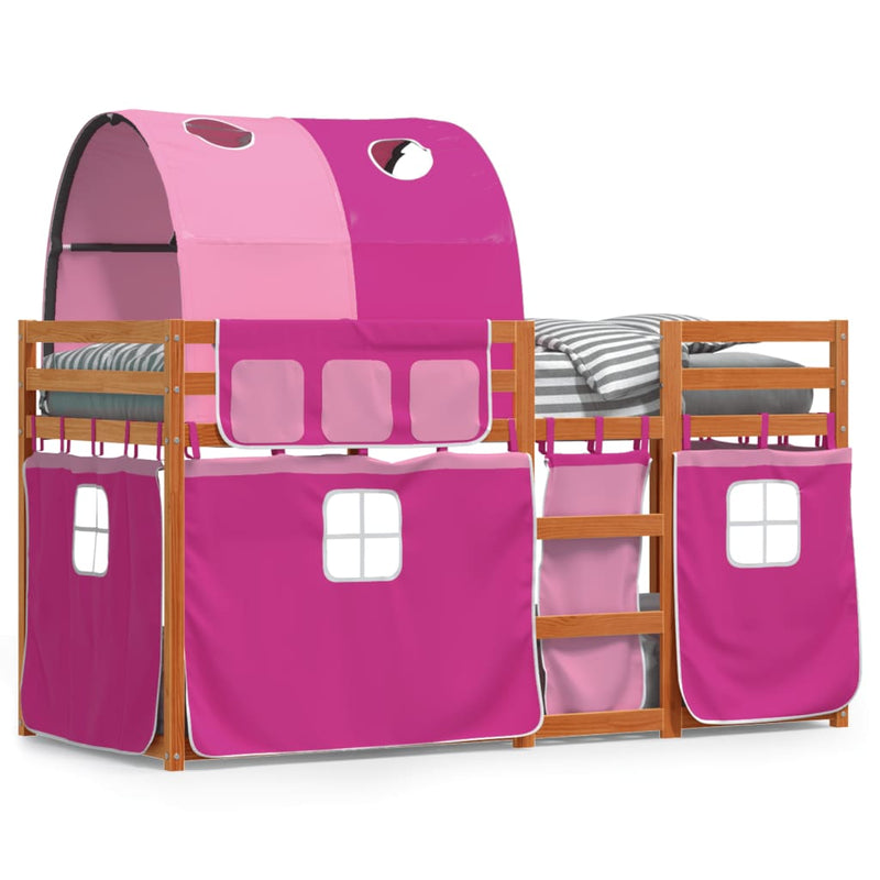 Eudoghia 90x190cm parvisänky verhoilla, pinkki (mänty)