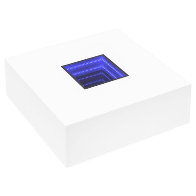 Valkoinen sohvapöytä infinity led-valoilla Elizu 100x100x40cm