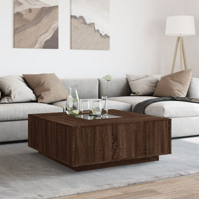 sohvapöytä Infinity LED-valoilla ruskea tammi 100x100x40 cm