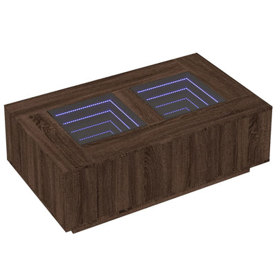 sohvapöytä Infinity LED-valoilla ruskea tammi 116x69x40 cm