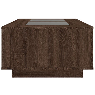 sohvapöytä Infinity LED-valoilla ruskea tammi 116x69x40 cm