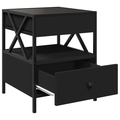 Musta sohvapöytä infinity led-valoilla Cozia 40x40x51cm