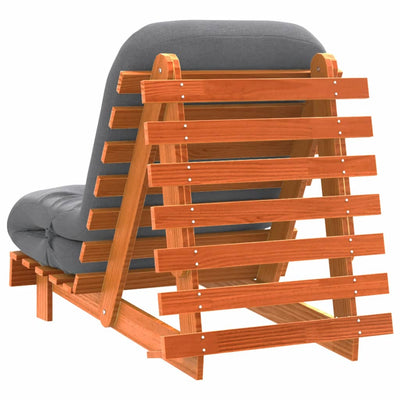 Futon vuodesohva patjalla vahanruskea 70x206x11 cm täysi mänty