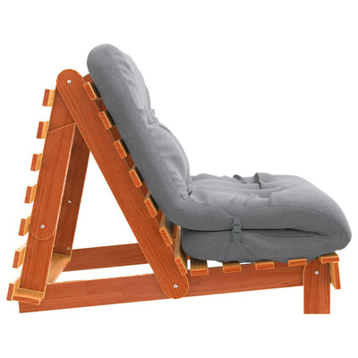 Futon vuodesohva patjalla vahanruskea 80x206x11 cm täysi mänty