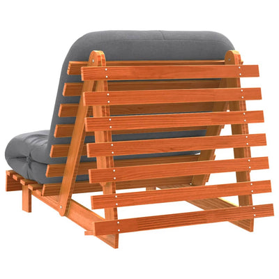 Futon vuodesohva patjalla vahanruskea 80x206x11 cm täysi mänty