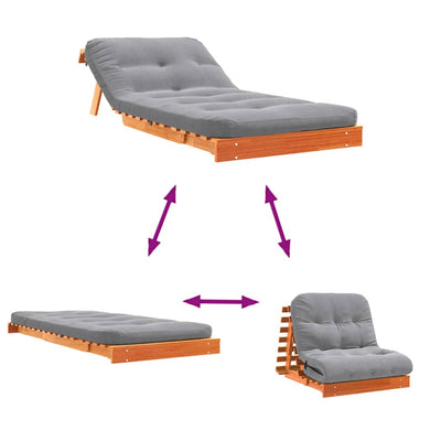 Futon vuodesohva patjalla vahanruskea 80x206x11 cm täysi mänty