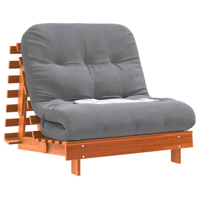 Futon vuodesohva patjalla vahanruskea 90x206x11 cm täysi mänty