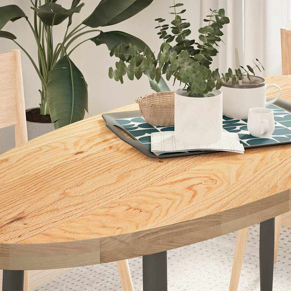 Pöytälevy 140x60x4 cm massiivipuuta tammi soikea