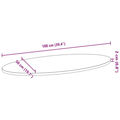 Pöytälevy Vaaleanruskea 100x50x2 cm Massiivipuu Tammi Soikea