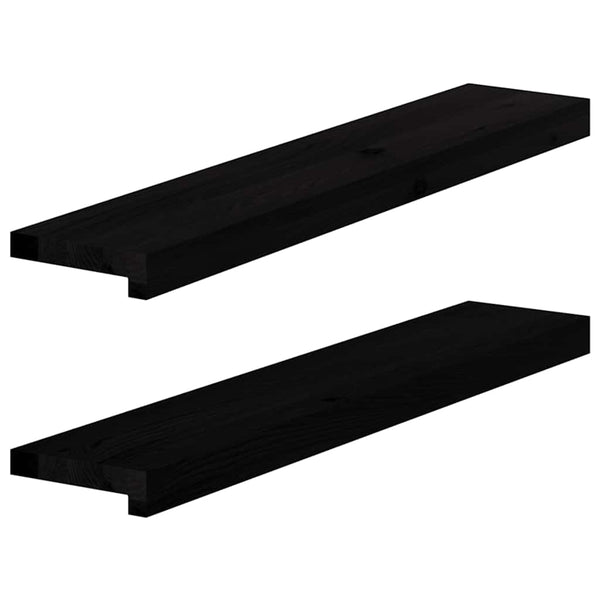 ikkunalaudat 2 kpl ruskeanmusta 80x15x2 cm massiivipuutammea