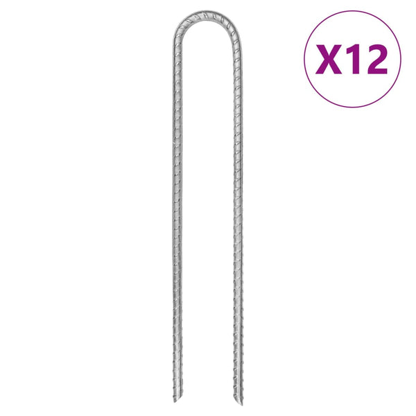 Telttatapit 12 kpl U-muotoiset 30 cm Ø8,5 mm galvanoitu teräs