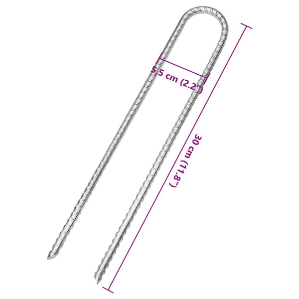 Telttatapit 12 kpl U-muotoiset 30 cm Ø8,5 mm galvanoitu teräs