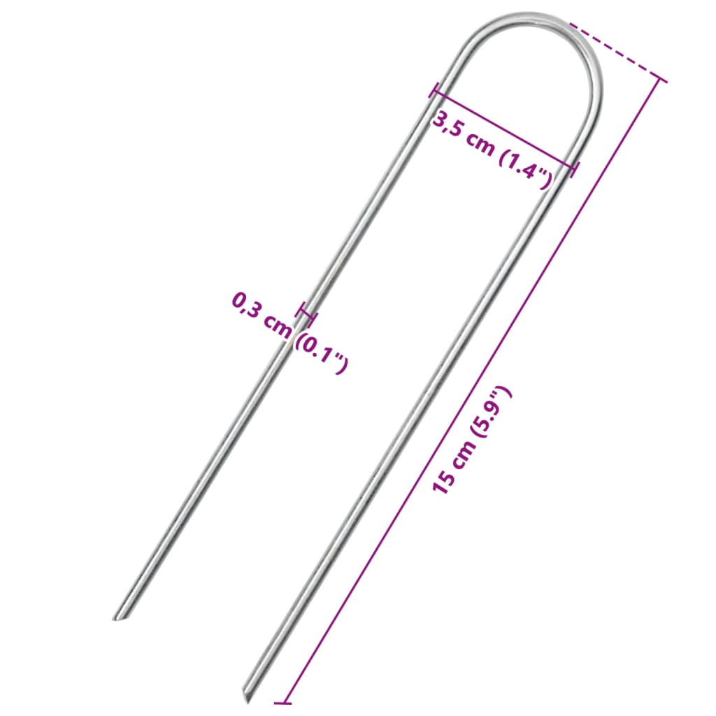 Maatapit U-muotoinen 50 pcs 15x3,5 cm galvanoitu teräs