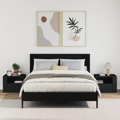 Musta seinäkiinnitettävät yöpöydät Danet 45x30x35cm (2 kpl)