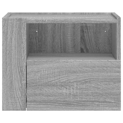 Seinäkiinnitettävät yöpöydät 2 kpl harmaa Sonoma 45x30x35 cm