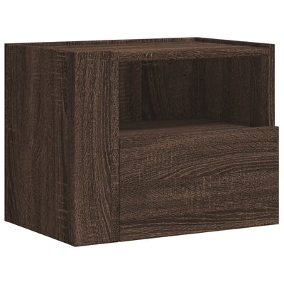 Seinäkiinnitettävät yöpöydät 2 kpl ruskea tammi 45x30x35 cm