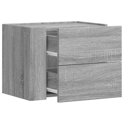 Seinäkiinnitettävät yöpöydät 2 kpl harmaa Sonoma 45x30x35 cm