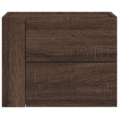 Seinäkiinnitettävät yöpöydät 2 kpl ruskea tammi 45x30x35 cm