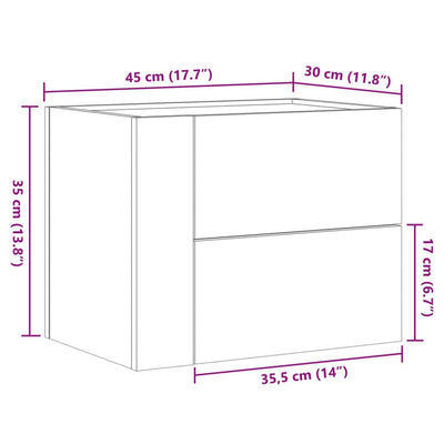 Seinäkiinnitettävät yöpöydät 2 kpl ruskea tammi 45x30x35 cm