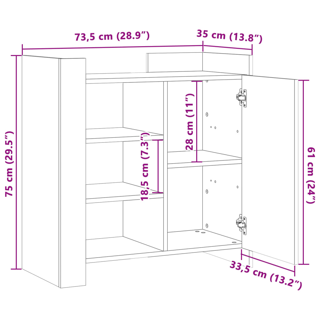 Harmaa senkki Enoh 73,5x35x75cm (puinen)