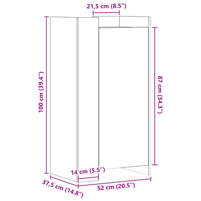 Kenkäkaappi betoninharmaa 52x37,5x100 cm tekninen puu