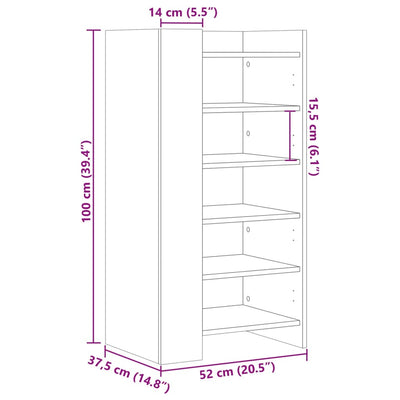Kenkäkaappi musta 52x37,5x100 cm tekninen puu
