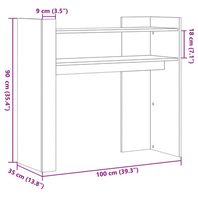 Konsolipöytä valkoinen 100x35x90 cm lastulevy