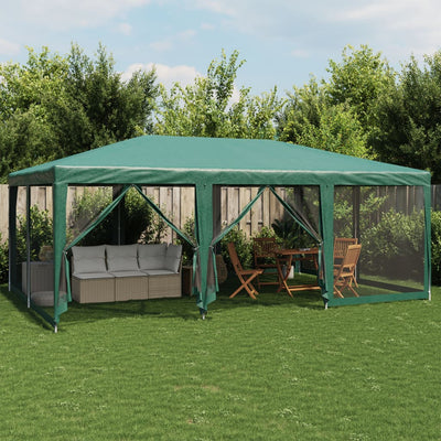 Juhlateltta 10 mesh-sivuseinillä Vihreä 6x4 m HDPE