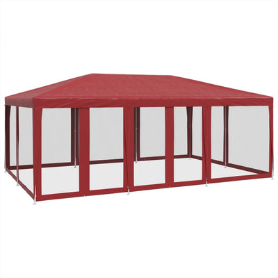 juhlateltta 10 mesh-sivuseinillä, punainen 6x4 m HDPE