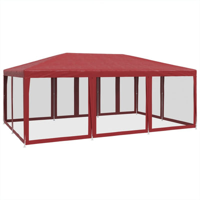 juhlateltta 10 mesh-sivuseinillä, punainen 6x4 m HDPE