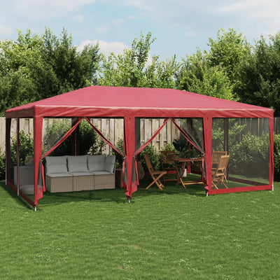 juhlateltta 10 mesh-sivuseinillä, punainen 6x4 m HDPE