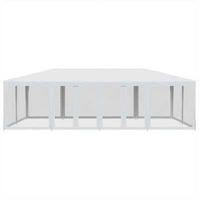 Juhlateltta 12 mesh-sivuseinillä Valkoinen 8x4 m HDPE