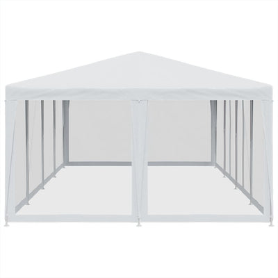 Juhlateltta 12 mesh-sivuseinillä Valkoinen 8x4 m HDPE
