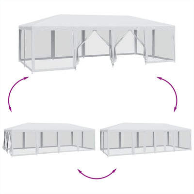 Juhlateltta 12 mesh-sivuseinillä Valkoinen 8x4 m HDPE
