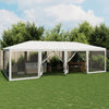 Juhlateltta 12 mesh-sivuseinillä Valkoinen 8x4 m HDPE