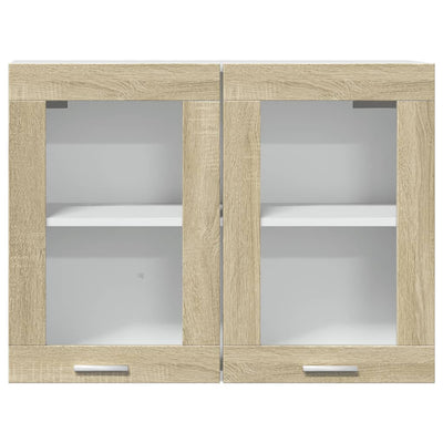 Seinäkaappi lasilla Sonoma-tammi 80x31x60 cm lastulevy