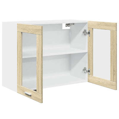 Seinäkaappi lasilla Sonoma-tammi 80x31x60 cm lastulevy
