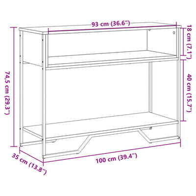 Konsolipöytä musta 100x35x74,5 cm tekninen puu